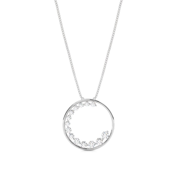 2 Prong Setting Round Diamond Circle Pendant