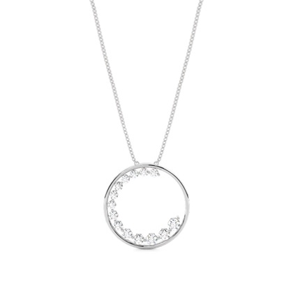 2 Prong Setting Round Diamond Circle Pendant
