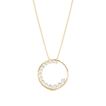 Yellow Gold Circle Diamond Pendants