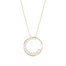 2 Prong Setting Round Diamond Circle Pendant