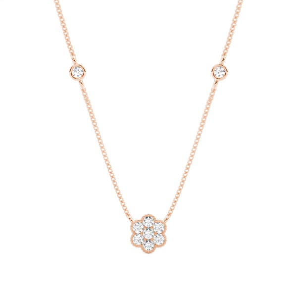 Pressure Setting Round Diamond Cluster Pendant