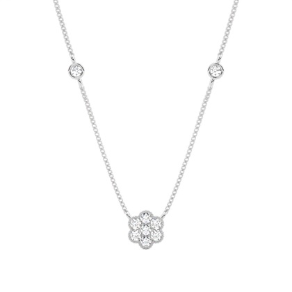 Pressure Setting Round Diamond Cluster Pendant