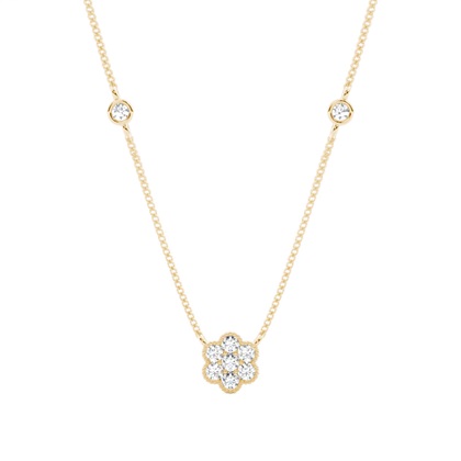 Yellow Gold Cluster Diamond Pendants