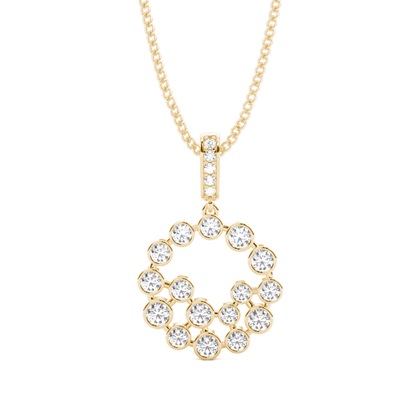 Yellow Gold Circle Diamond Pendants