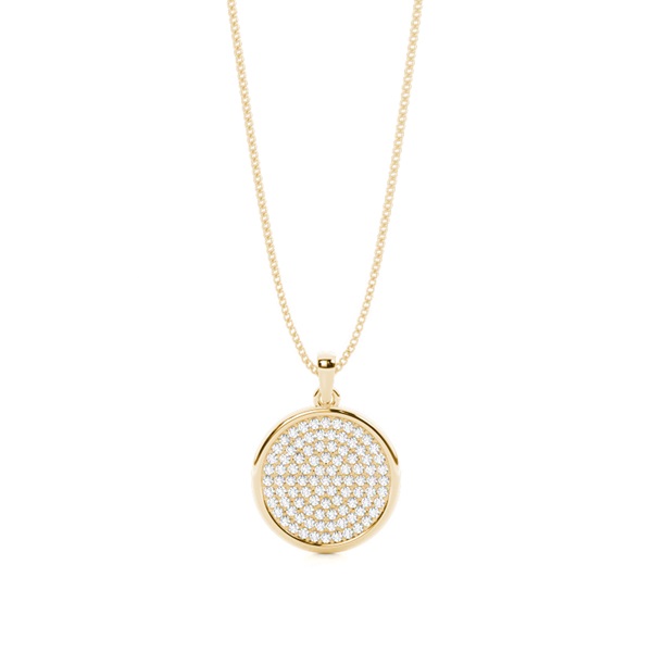 Pave Setting Round Diamond Circle Pendant