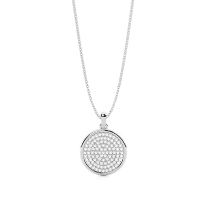 Pave Setting Round Diamond Circle Pendant