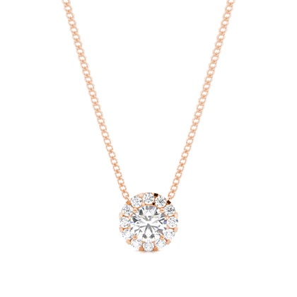 Rose Gold Halo Diamond Pendants