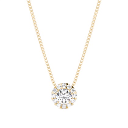 Yellow Gold Halo Diamond Pendants