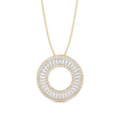 Yellow Gold Circle Diamond Pendants