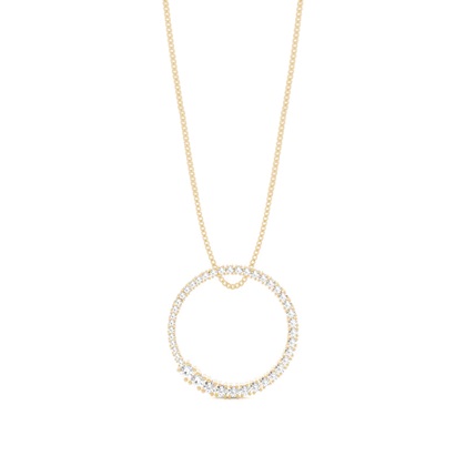 Yellow Gold Circle Diamond Pendants