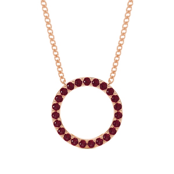 Pave Setting Round Ruby Circle Pendant