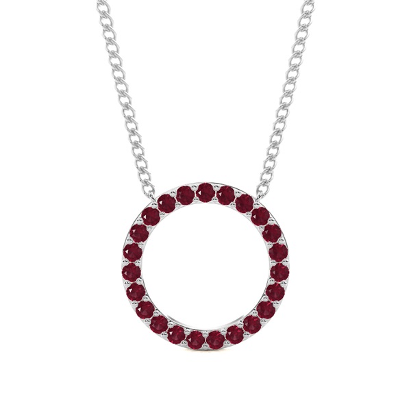 Pave Setting Round Ruby Circle Pendant