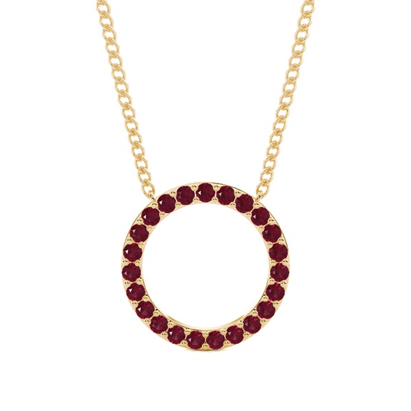Pave Setting Round Ruby Circle Pendant