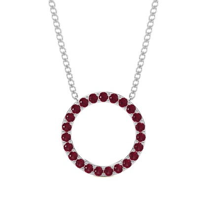 Pave Setting Round Ruby Circle Pendant