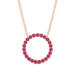 Pave Setting Round Ruby Circle Pendant