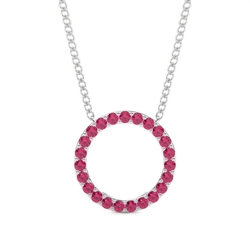 Pave Setting Round Ruby Circle Pendant
