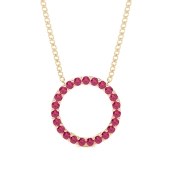 Pave Setting Round Ruby Circle Pendant