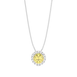 Ciondolo aureola con diamante giallo a griffe