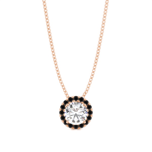 4 Prong Setting Black Diamond Halo Pendant