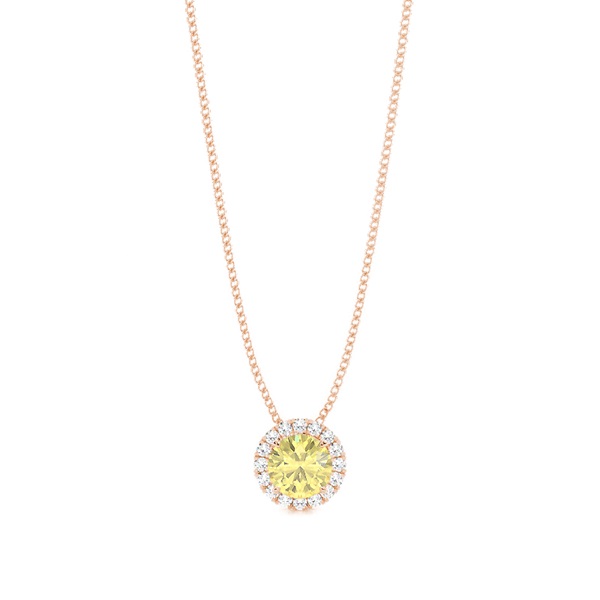 Prong Setting Yellow Diamond Halo Pendant