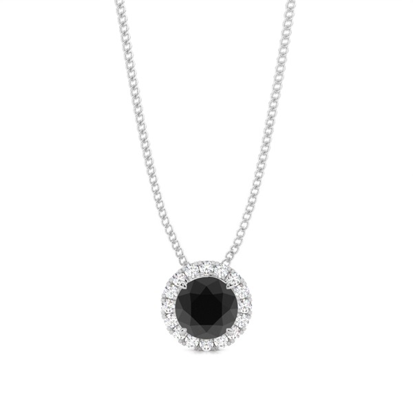 4 Prong Setting Black Diamond Halo Pendant