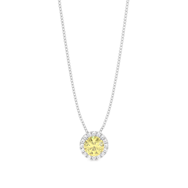 Prong Setting Yellow Diamond Halo Pendant