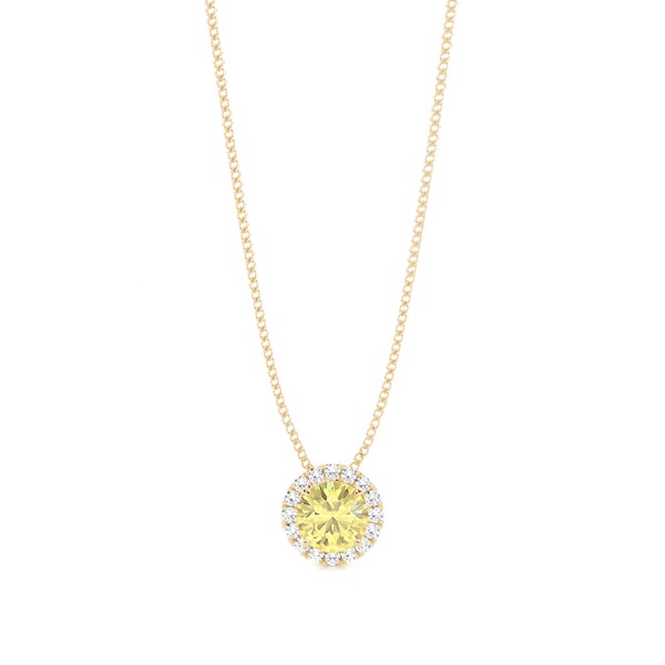 Prong Setting Yellow Diamond Halo Pendant