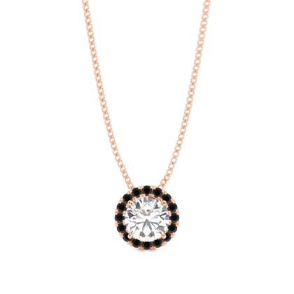 4 Prong Setting Black Diamond Halo Pendant