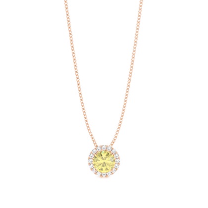 Prong Setting Yellow Diamond Halo Pendant