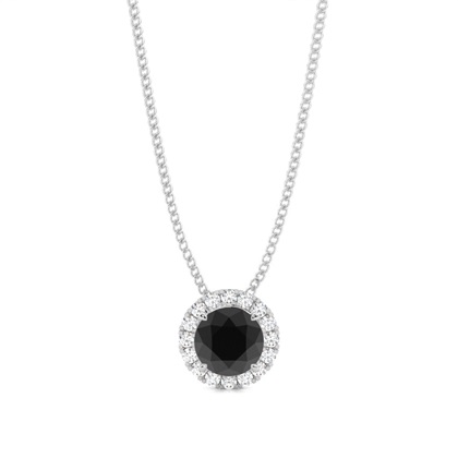 4 Prong Setting Black Diamond Halo Pendant