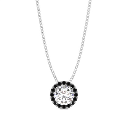 4 Prong Setting Black Diamond Halo Pendant