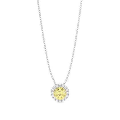 Prong Setting Yellow Diamond Halo Pendant