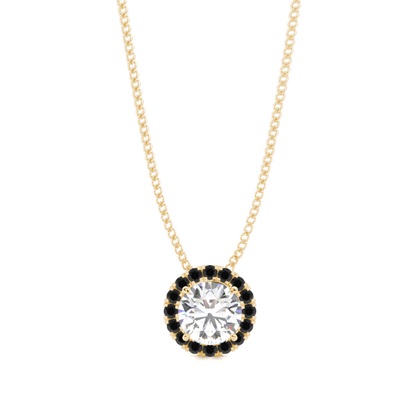 4 Prong Setting Black Diamond Halo Pendant