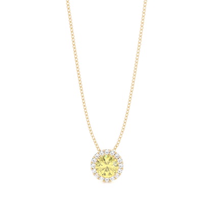 Prong Setting Yellow Diamond Halo Pendant