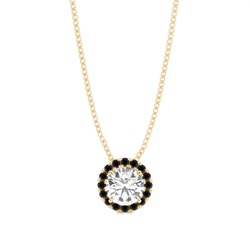 4 Prong Setting Black Diamond Halo Pendant