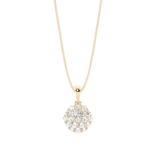 Pressure Setting Round Diamond Cluster Pendant
