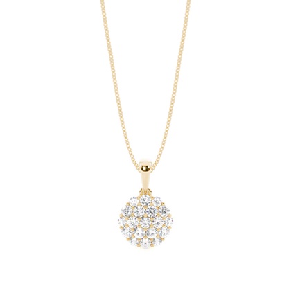 Yellow Gold Cluster Diamond Pendants