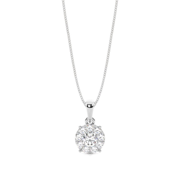 Prong Setting Round Diamond Cluster Pendant