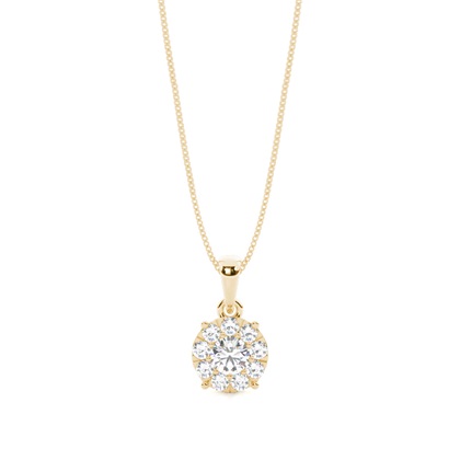 Yellow Gold Cluster Diamond Pendants