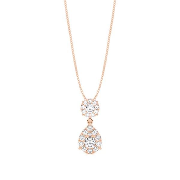 Prong Setting Round Diamond Drop Pendant