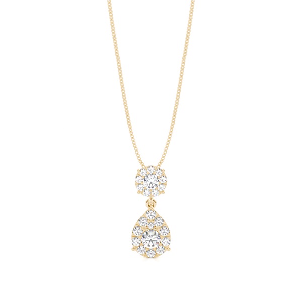 Prong Setting Round Diamond Drop Pendant