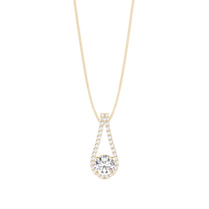 Yellow Gold Halo Diamond Pendants