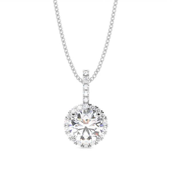 4 Prong Setting Round Diamond Cluster Pendant