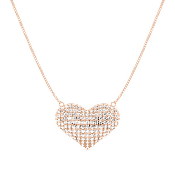 Pave Setting Round Diamond Heart Pendant