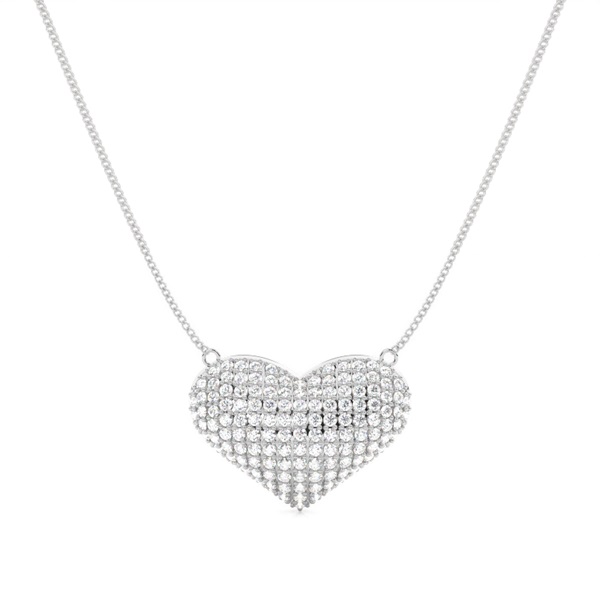 Pave Setting Round Diamond Heart Pendant