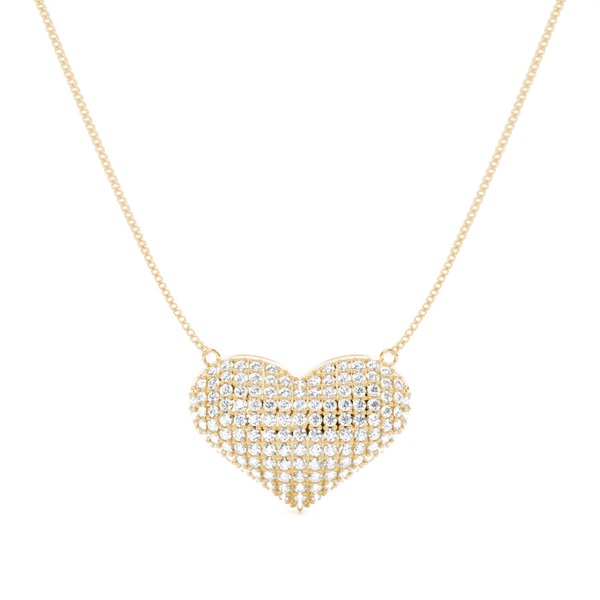 Pave Setting Round Diamond Heart Pendant