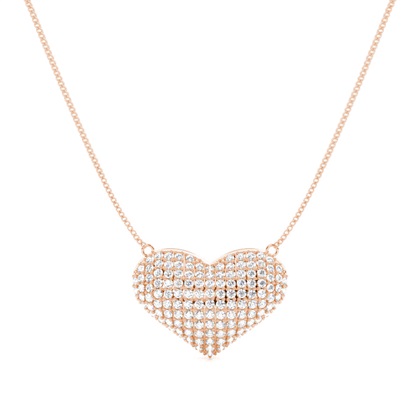 Pave Setting Round Diamond Heart Pendant