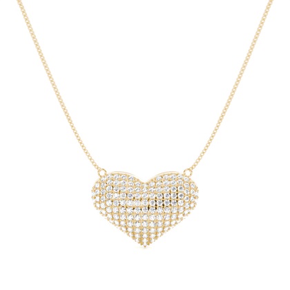 Pave Setting Round Diamond Heart Pendant