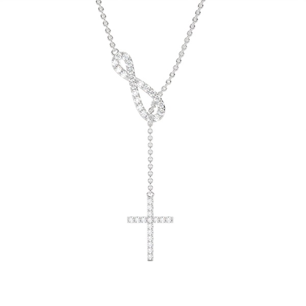 Prong Setting Round Diamond Cross Pendant