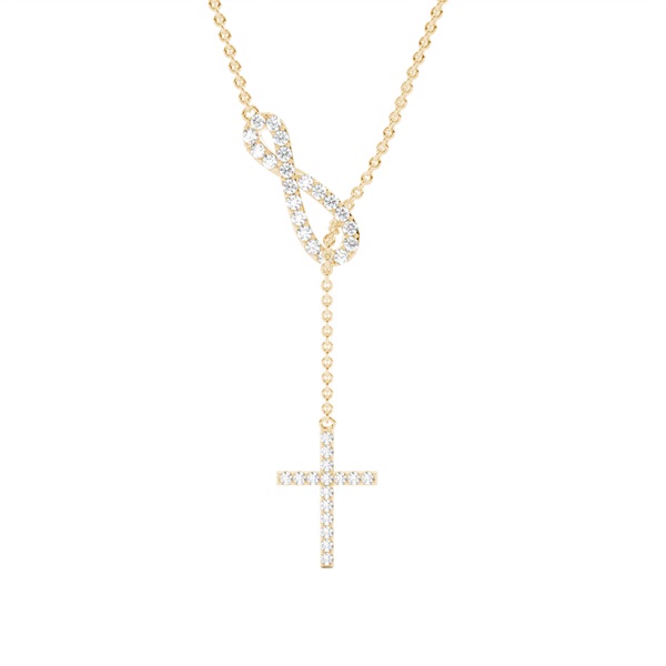 Prong Setting Round Diamond Cross Pendant